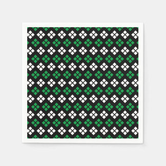 Modern Kelly Grönt & White Argyle Mönster på Black Pappersservett