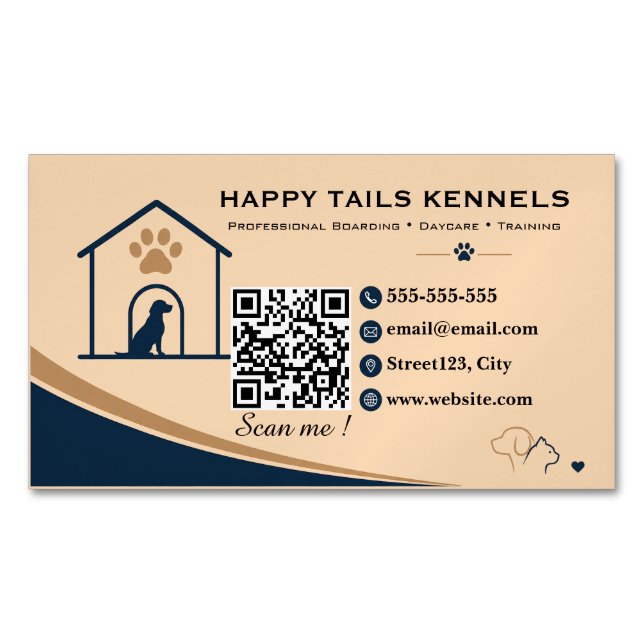 Modern Kennel QR-kod   Magnetiska Visitkort (Framsida)