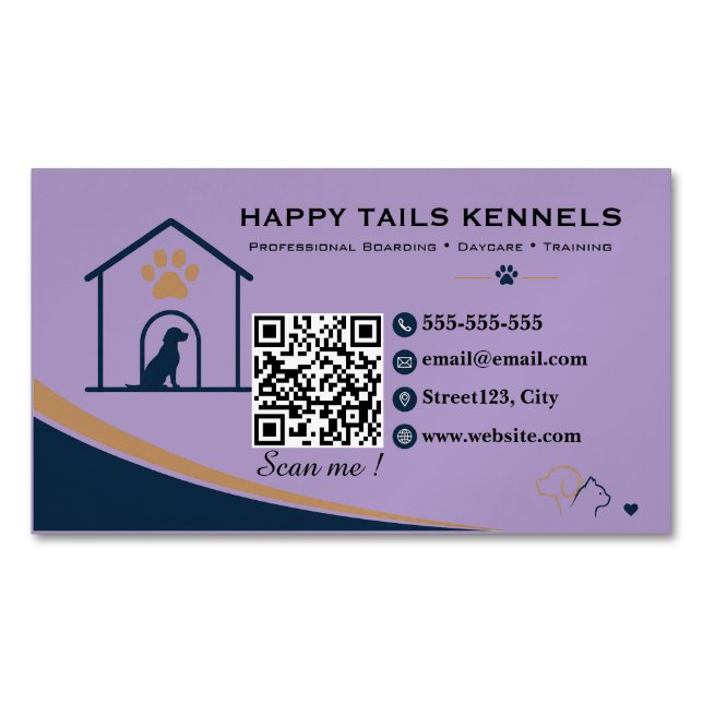 Modern Kennel QR-kod   Magnetiska Visitkort (Framsida)