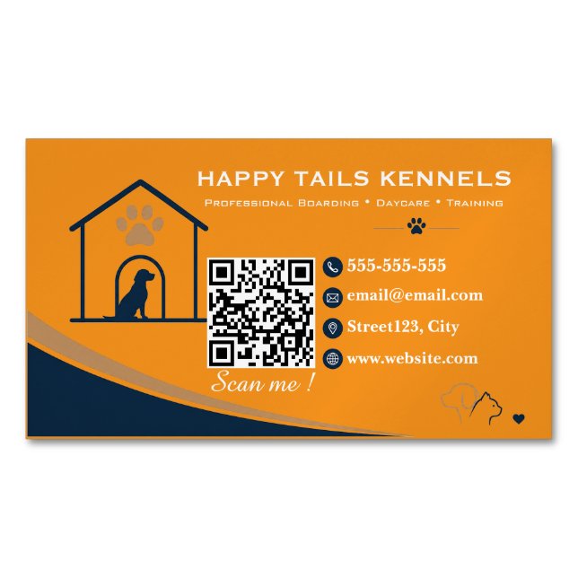 Modern Kennel QR-kod   Magnetiska Visitkort (Framsida)