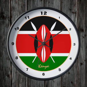 Modern kenyansk Flagga, Kenyas hem/design Rund Klocka