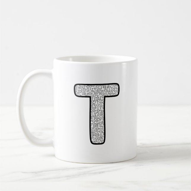 Modern Keramikkopp med Mönsterbokstav P Monogram Kaffemugg (Vänster)