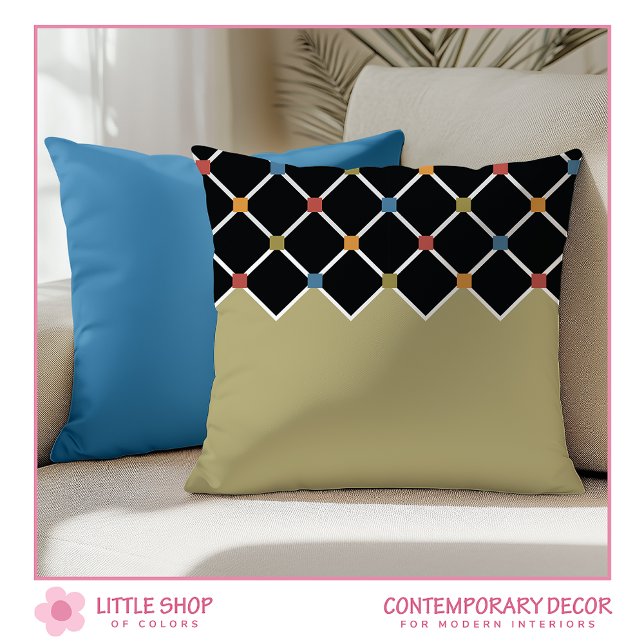 Modern Khaki Grönt Harlequin Diamond Mönster Kudde (Skapare uppladdad)