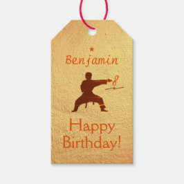 Modern Kick it Martial Arts Kids Karate Birthday Presentetikett