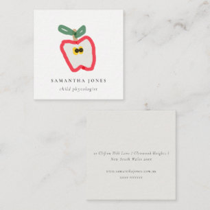 Modern Kids Hand plockade Apple Fruit Red Grönt Fyrkantigt Visitkort