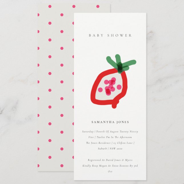 Modern Kids Hand plockade Dragon Fruit Baby Shower Inbjudningar (Fram/baksida)