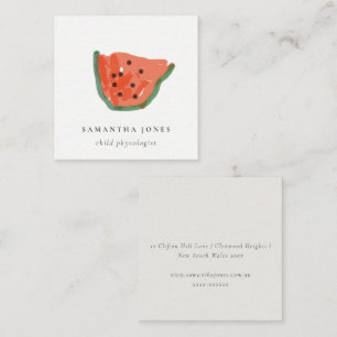 Modern Kids Hand plockade Watermelon Fruit Red Gr Fyrkantigt Visitkort