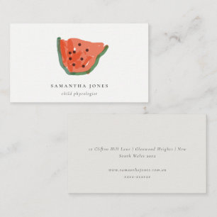 Modern Kids Hand plockade Watermelon Fruit Red Gr Visitkort
