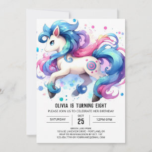 Modern Kids Horse Birthday Inbjudningar
