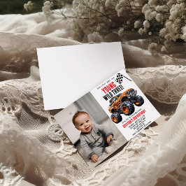 Modern Kids Monster Lastbilar Födelsedagsfest Inbjudningar