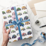 Modern Kids Monster Lastbilar Presentpapper<br><div class="desc">Lägg märke till alla små party djur! Få redot att riva upp roligten med våra Kids Monster Car Lastbilar som slår papper. Adorberad med en vacker monsterbil lastbilar,  perfekt för varje gåva och varje tillfälle.</div>