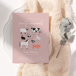 Modern Kids Party Animals | Farm Tema Birthday Inbjudningar