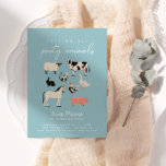 Modern Kids Party Animals | Farm Tema Birthday Inbjudningar<br><div class="desc">RING ALLA DJUR I PARTY! Fira ditt barn i stil med denna roligt,  moderna och trendig inbjudan till lantbruksdjur,  med svarta och vita djur på en vacker dammblå bakgrund.</div>