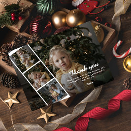 Modern Kids Photo Christmas Holiday Thank You Vykort