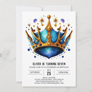 Modern Kids Prince Krona Birthday Inbjudningar