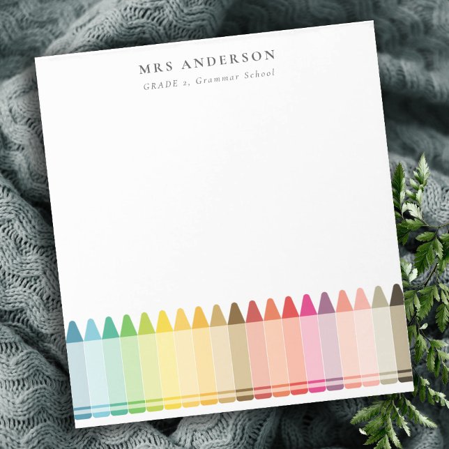 Modern Kids Teacher Colorful Rainbow Crayon Färg Anteckningsblock (Skapare uppladdad)