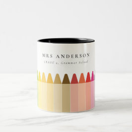 Modern Kids Teacher Colorful Rainbow Crayon Färg Två-Tonad Mugg