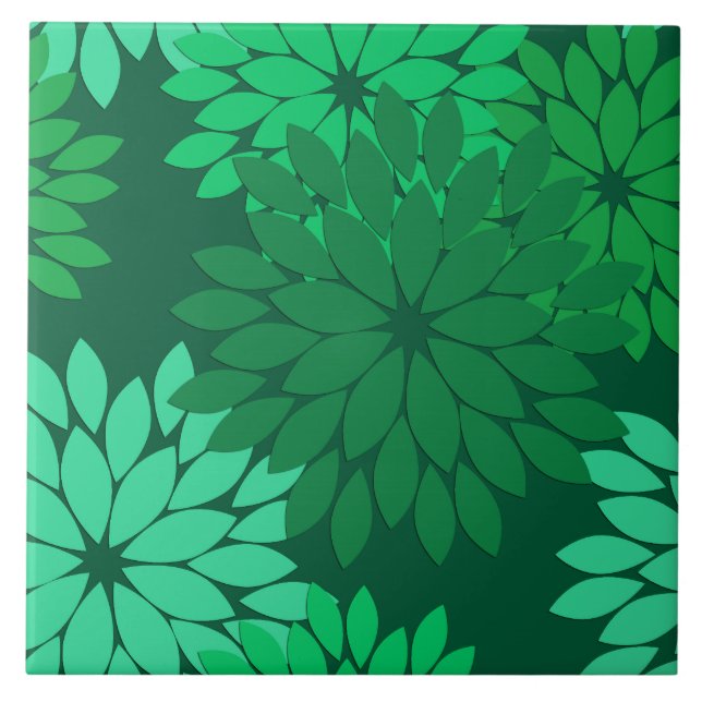 Modern Kimono-Grönt för utskrift, Emerald och Jade Kakelplatta (Framsidan)