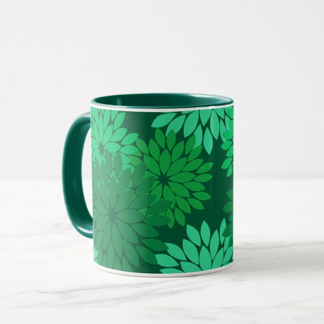 Modern Kimono-Grönt för utskrift, Emerald och Jade Mugg (Framsida vänster)