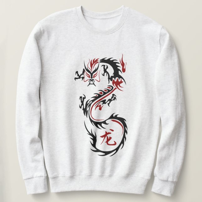 Modern kinesisk drake lång ärmad tröja (Design framsida)