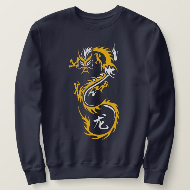 Modern kinesisk drake lång ärmad tröja (Design framsida)