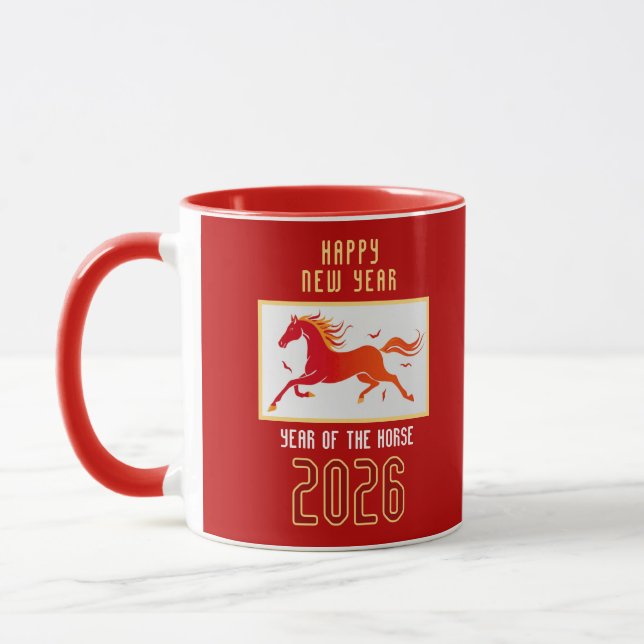 Modern kinesisk elddräkt Nyår 2026  Mugg (Vänster)