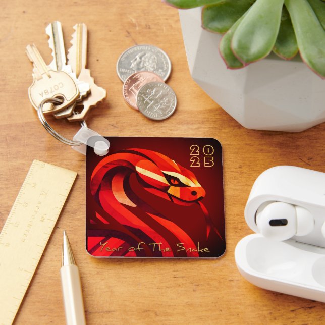 Modern kinesisk nyårsnake 2025 BSqK03 Nyckelring (Skrivbord)