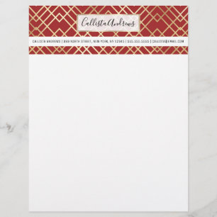 Modern kinesisk rött Art Deco Geometric Mönster Brevhuvud