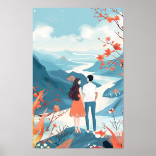 Modern kinesiska illustration Poster