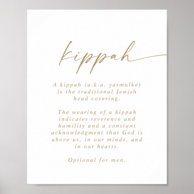 Modern Kippah-skylt i Guld Poster (Framsidan)