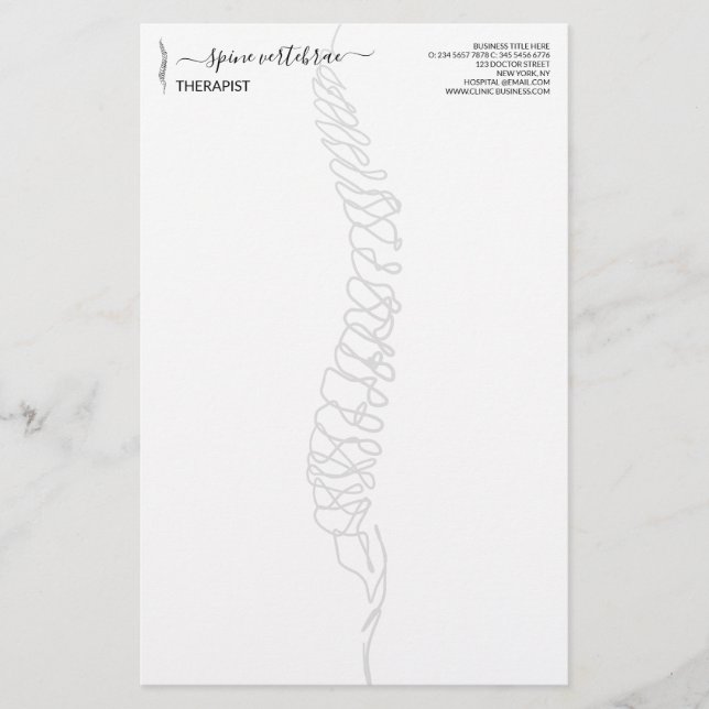 Modern Kiropraktor Ryggmassage Doktor Brevpapper (Framsida)