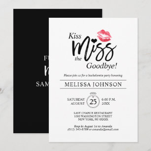 Modern Kiss Miss Adjö Läppar Bachelorette Party Inbjudningar