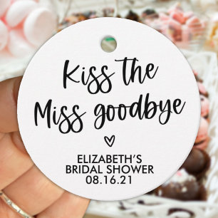 Modern Kiss the Miss Goodbye Bröllopsdusch Gåvor Etiketter