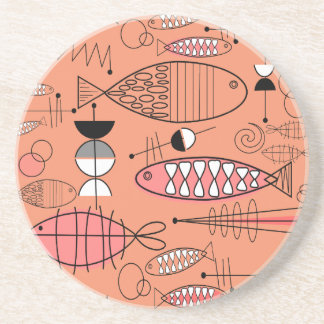 Modern Kitschy Fish Art i mitten av århundradet Underlägg