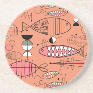 Modern Kitschy Fish Art Underlägg