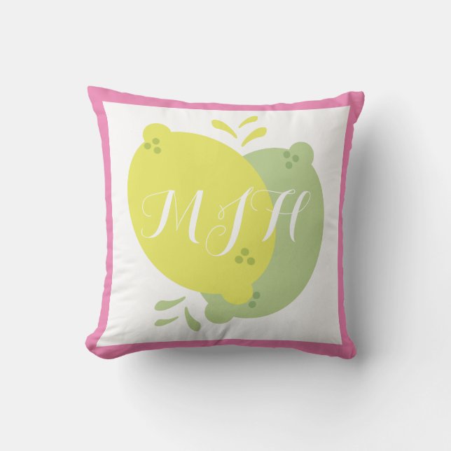 Modern klämd citron knippe rosa tvåton kudde (Framsida)