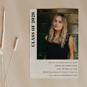 Modern klass 2023 Cream Photo Studentfest Inbjudningar