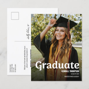 Modern klass 2024 Grad-foto Studenten Meddelande Vykort