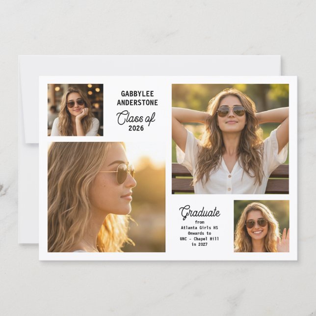 Modern Klass 2026 Multi Foto Examen Meddelande (Framsida)