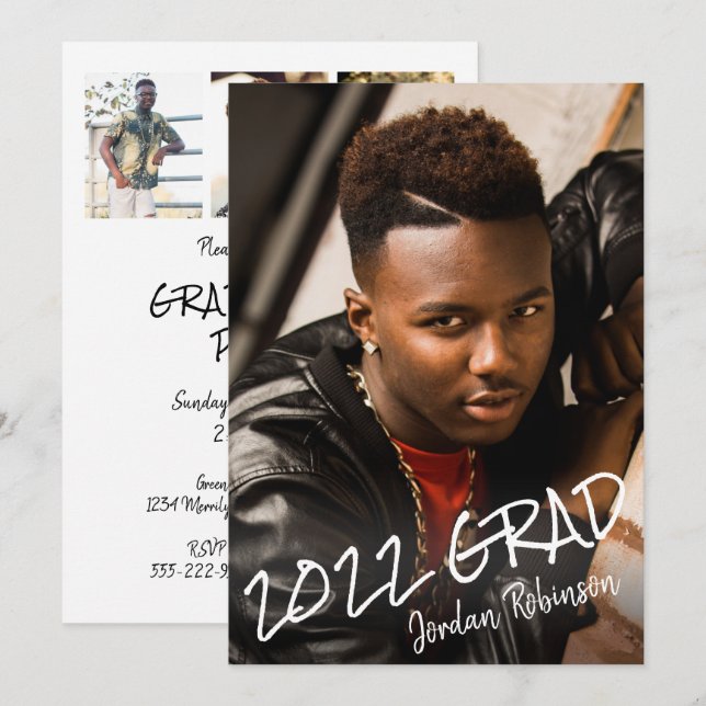 Modern klass År Student Hand Lettered Party Inbjudningar (Fram/baksida)