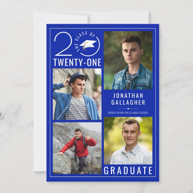 Modern KLASS AV 2021 Photo Collage Royal Blue Meddelande (Framsida)