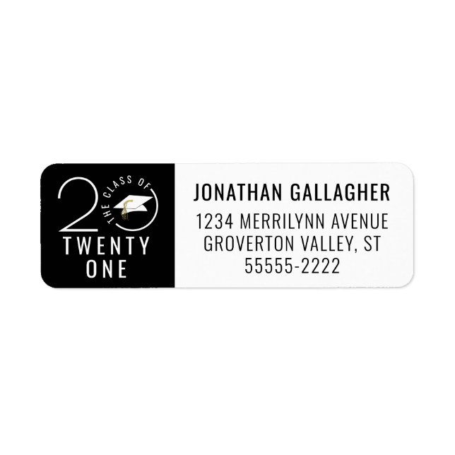 Modern KLASS AV 2021 Typografi Circle Black Returadress Etikett (Framsidan)
