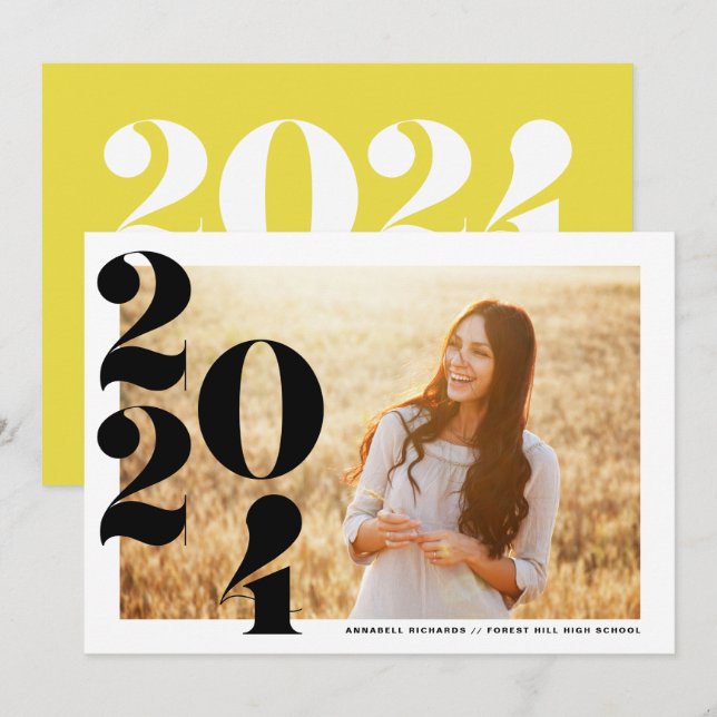 Modern klass av 2024 Photo Studenten Inbjudningar (Fram/baksida)