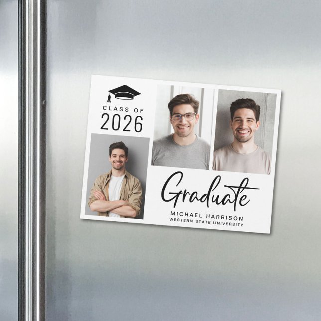 Modern klass av 2025 Photo Studenten Magnetisk Inbjudningskort (Modern Class of 2026 Photo Graduation Magnetic Announcement)