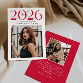 Modern klass av 2025 Red 2 Photo Studenten Meddelande