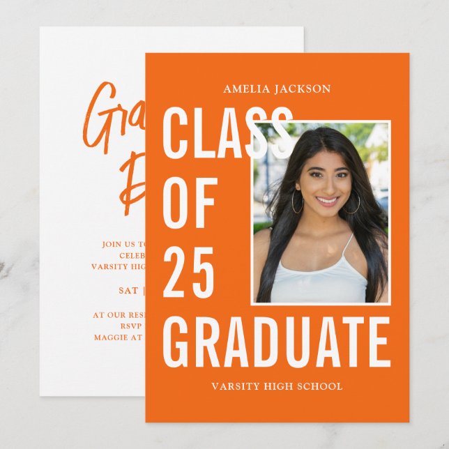 Modern klass av 25-Orangars Studentfest Inbjudningar (Fram/baksida)