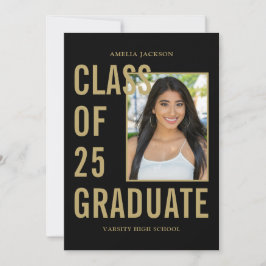 Modern Klass Av 25 Svart & Guld Examen Fest Inbjudningar