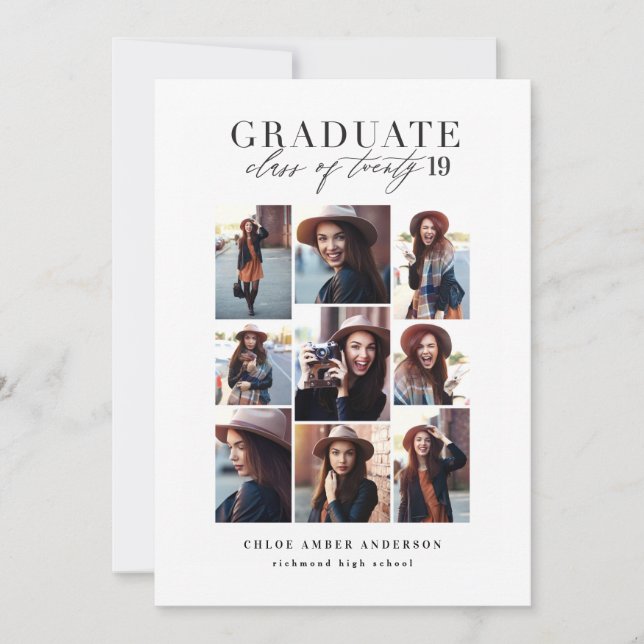 Modern klass för 2019-fotoannonsering i studenten julkort (Framsida)