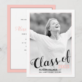Modern klass för 2023-skript, rosa foto inbjudningar