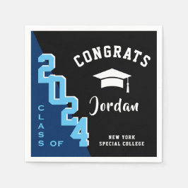Modern klass för 2024 Blue Black Studentfest Pappersservett